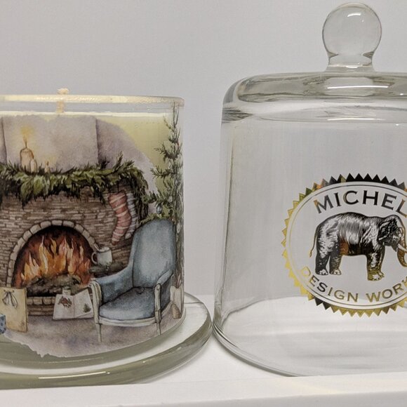 NEW! Michel Design Works Christmas by the Hearth Glass Cloche Candle 5.8oz/164g - Picture 7 of 9